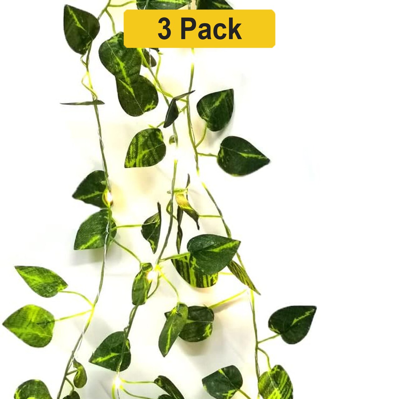 6-Strand Ivy Leaf Garland Fairy Lights – Soft Polyester Leaves, 66 LEDs